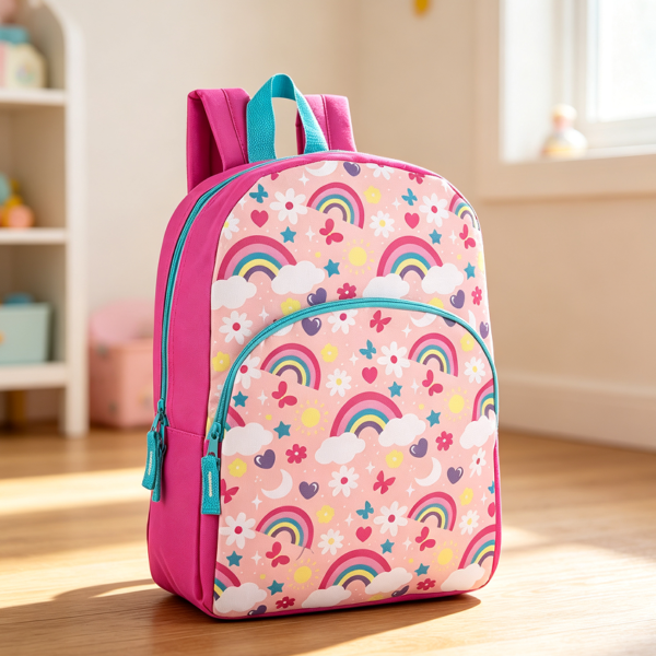 15-Inch Kids Rainbow Print School Backpack