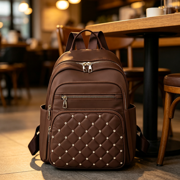 Vintage Diamond Check Women Backpack Purse