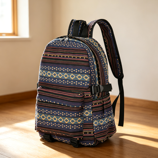 Dark Blue Boho Ethnic Women Backpack