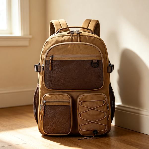Brown Waterproof Large Kids School Backpack