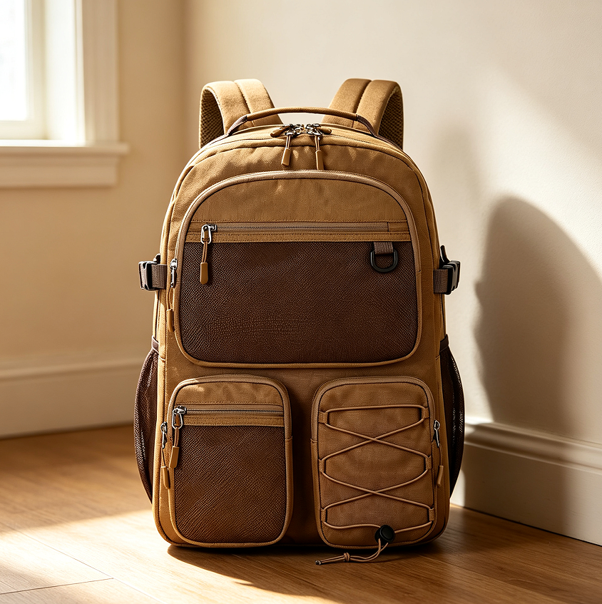 Brown Waterproof Large Kids School Backpack