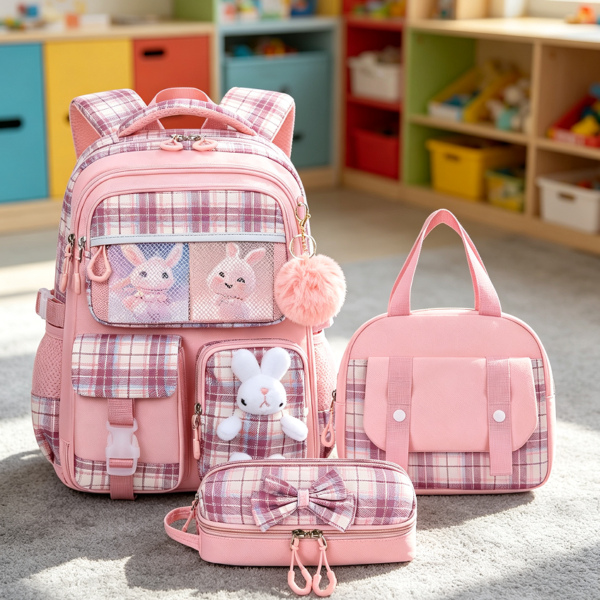 Girls Cute Elementary School Backpack Set