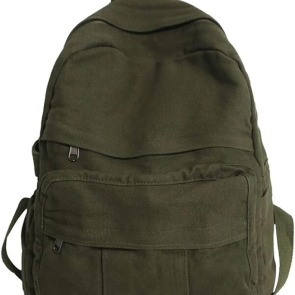Vintage Green Canvas Laptop Women Backpack