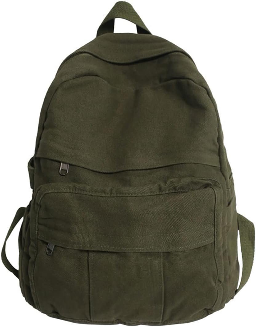 Vintage Green Canvas Laptop Women Backpack