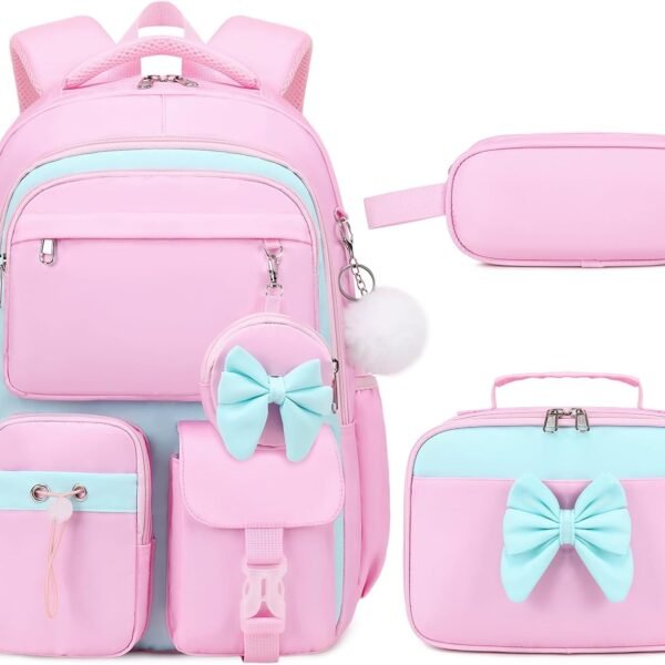 Pink Blue Girls School Backpack Set