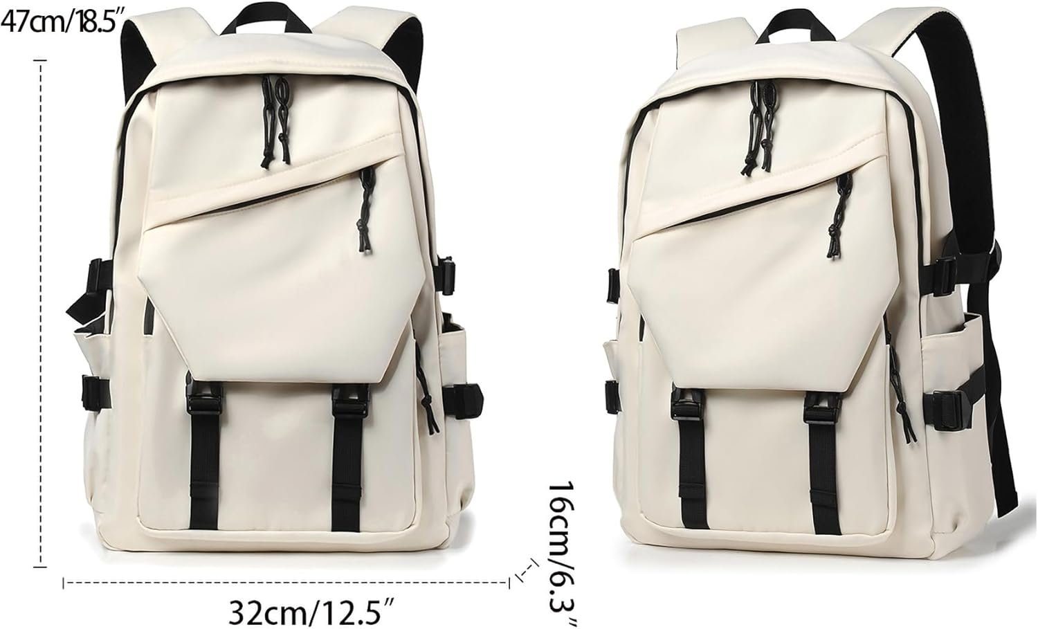 Off-White Lightweight Leisure Casual College Backpack - Image 2