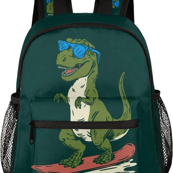 Skateboard Dinosaur Green Toddler School Daypack