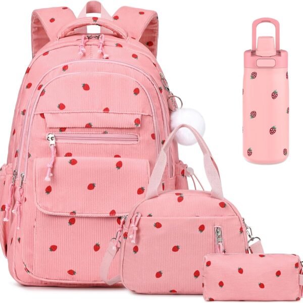 Corduroy Girls School Backpack Set with Bottle
