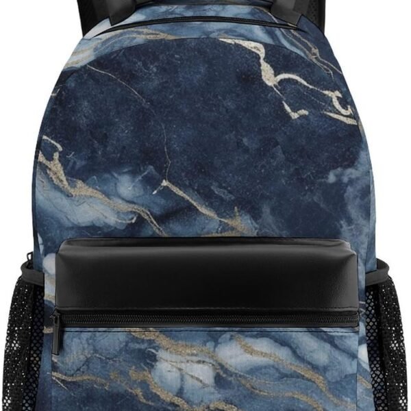 Marble Navy Blue Retro Laptop Backpack