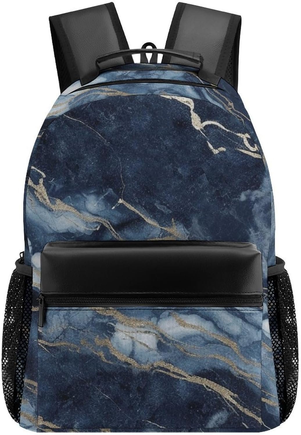 Marble Navy Blue Retro Laptop Backpack