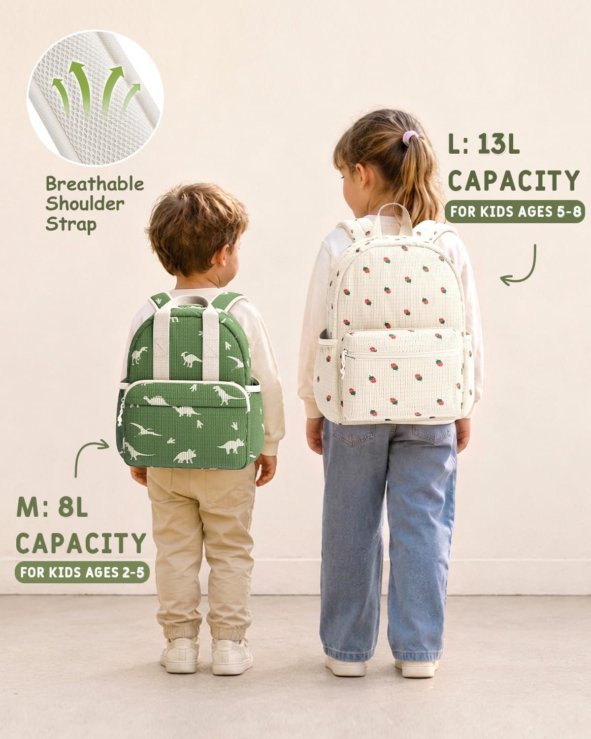 12-Inch Corduroy Toddler Dinosaur School Bag - Image 2