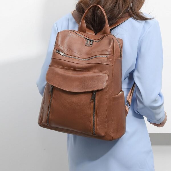 PU Leather Convertible Travel Backpack Purse