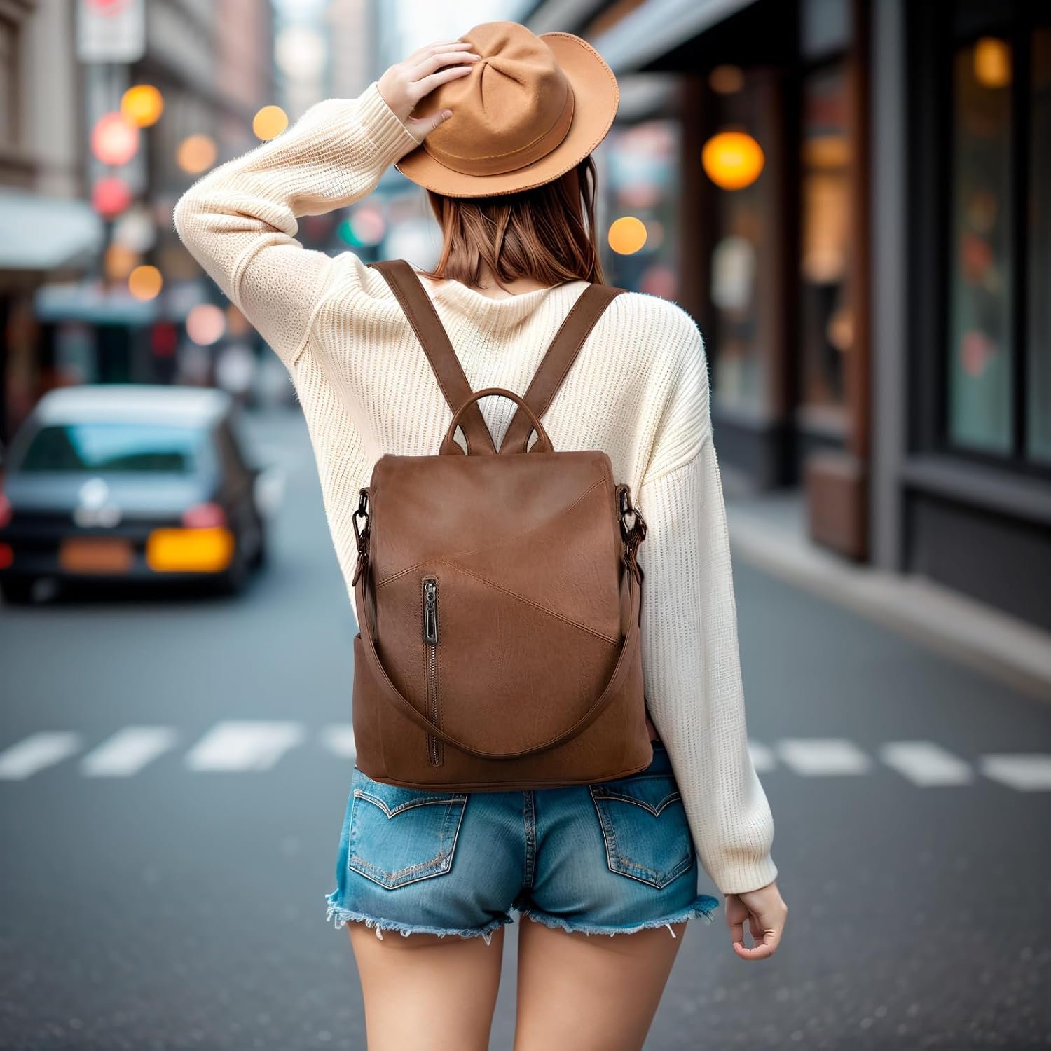 PU Leather Casual Travel Daypack for Women - Image 2