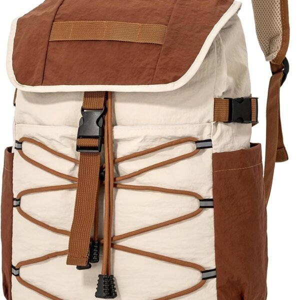 Khaki Waterproof Nylon Lightweight Travel Backpack