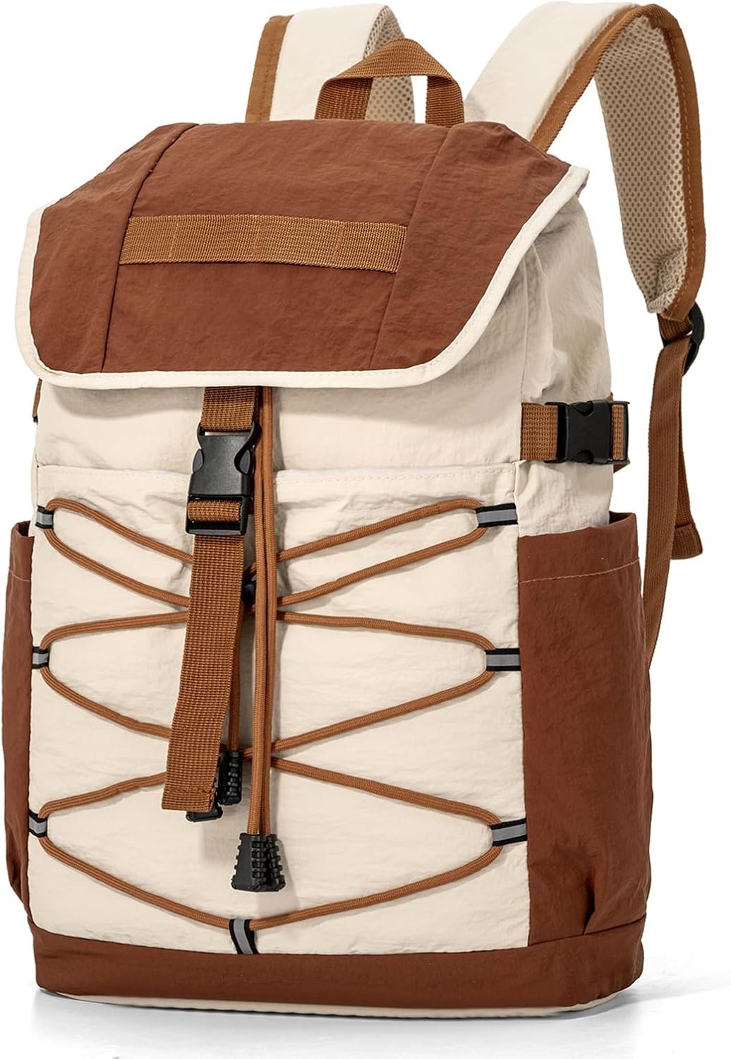 Khaki Waterproof Nylon Lightweight Travel Backpack