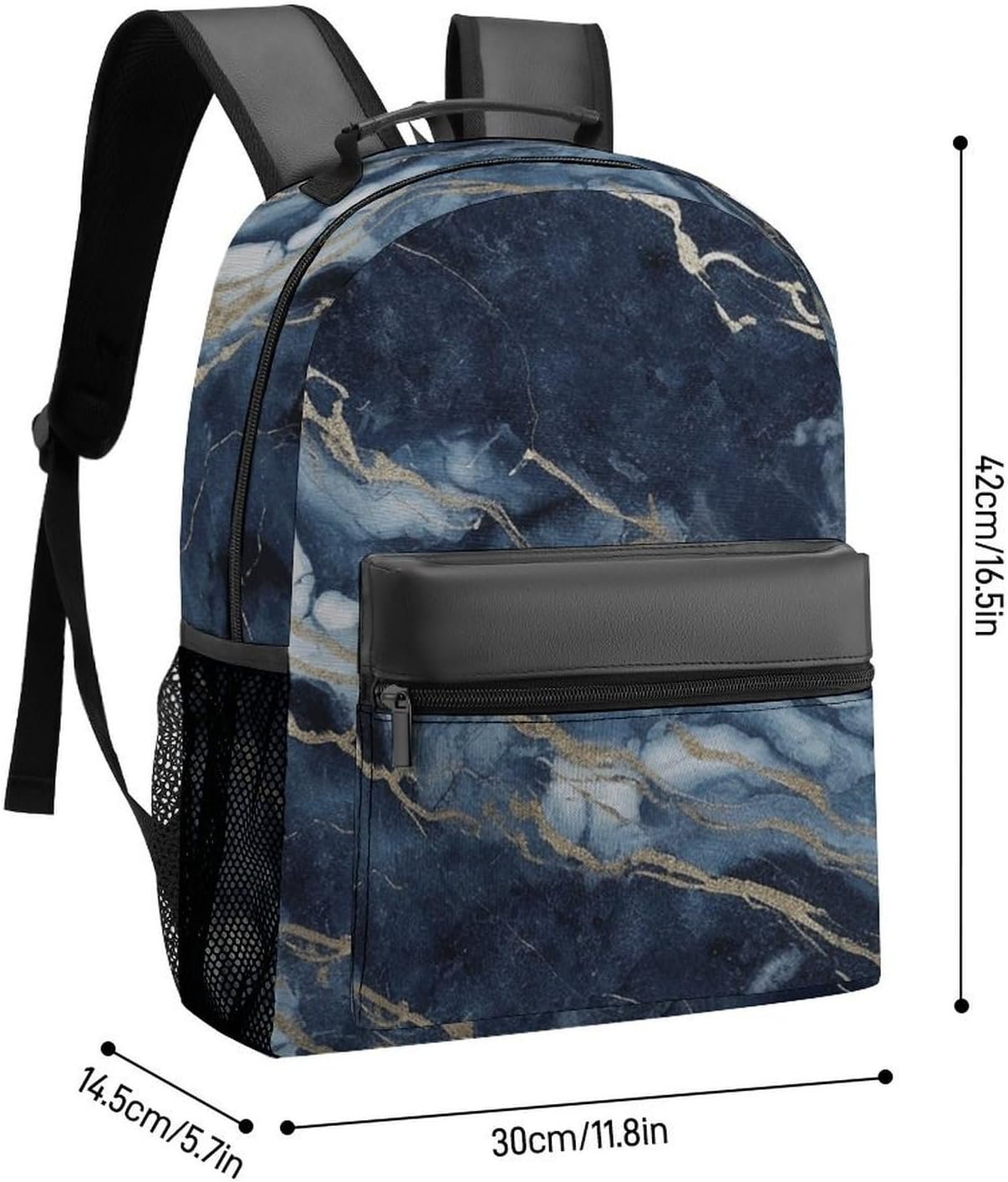 Marble Navy Blue Retro Laptop Backpack - Image 2