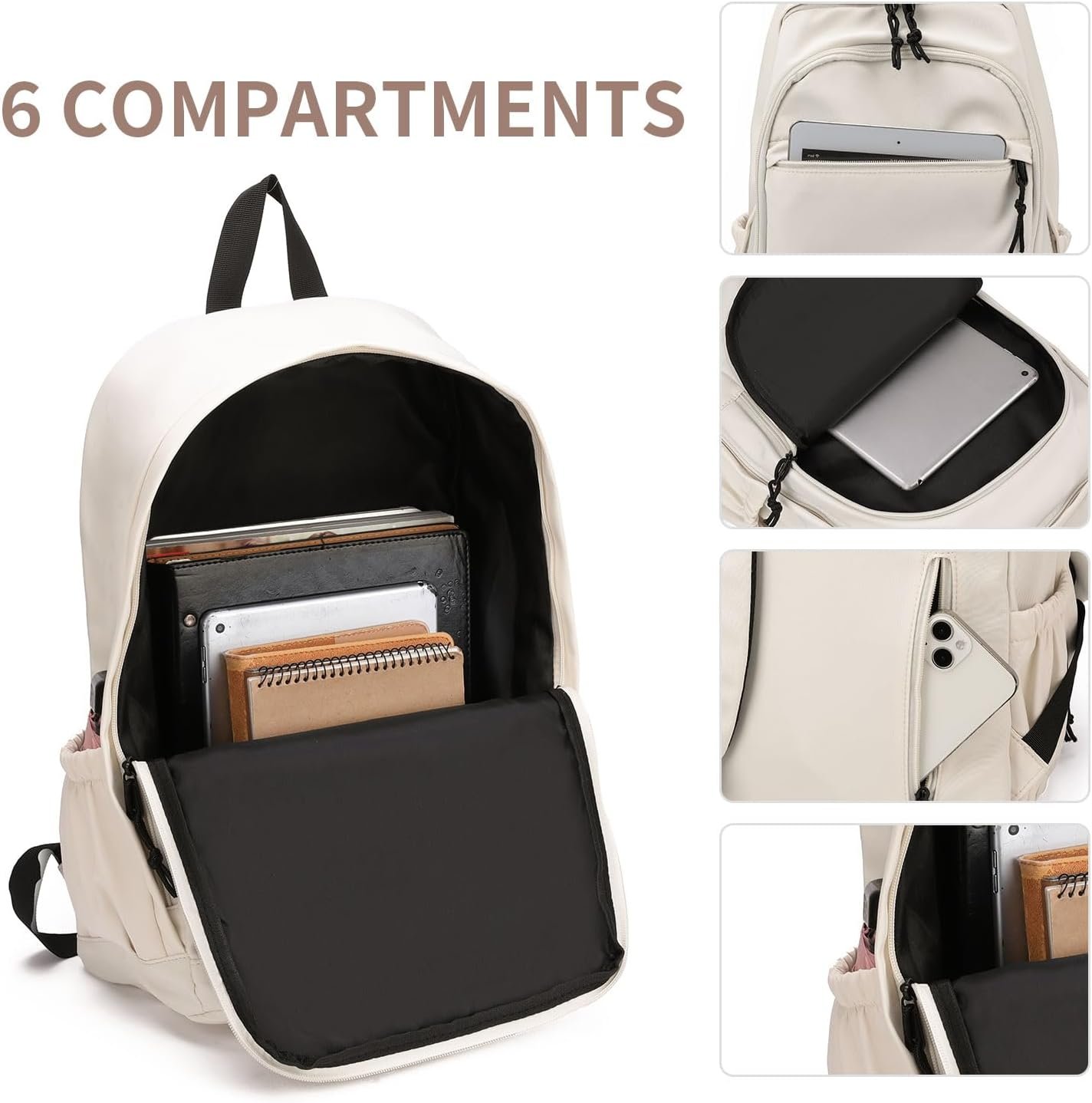 Beige Classic Basic Casual Travel Daypack - Image 2