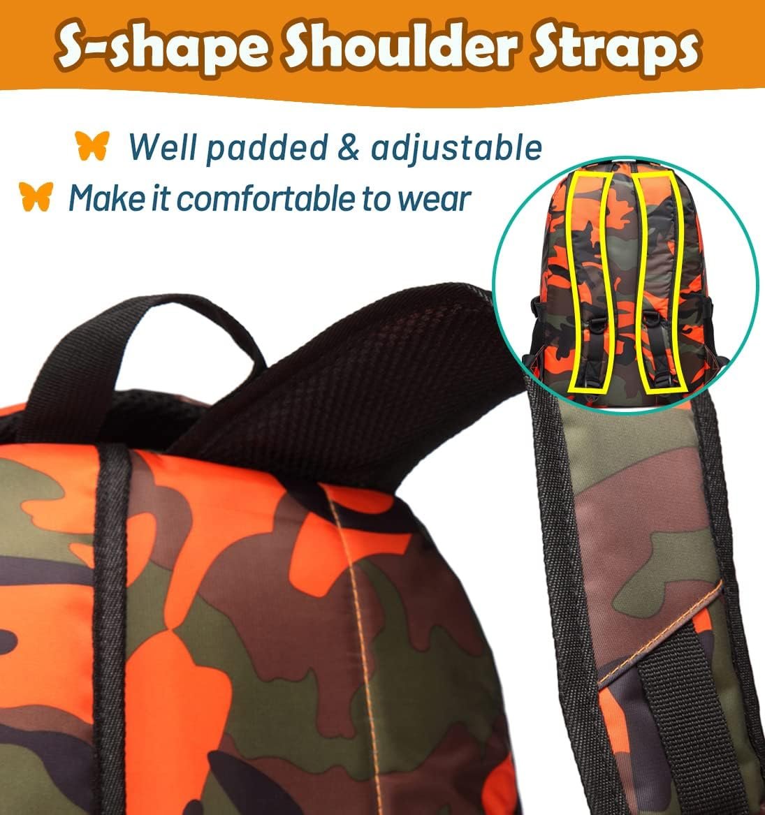 Boys Camo Orange School Backpack Set - Image 2