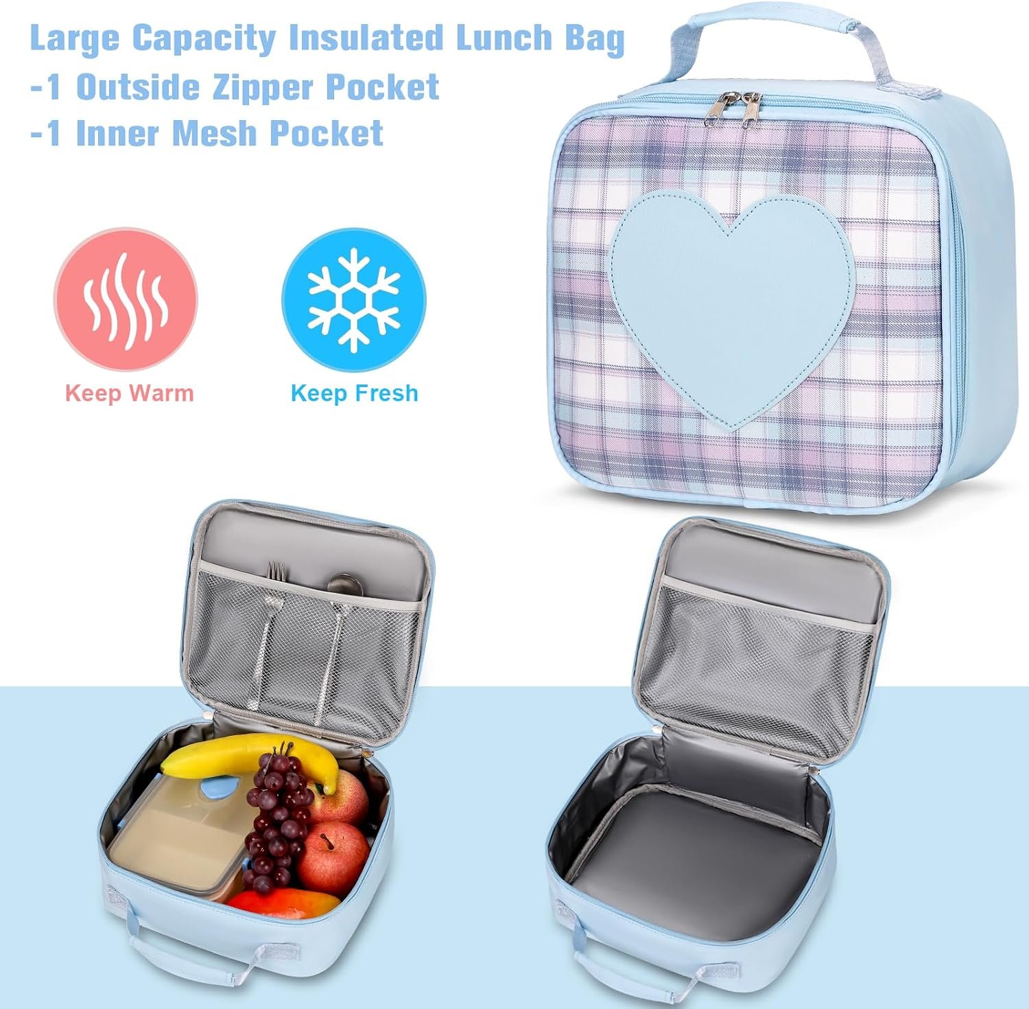 Girls Blue Backpack with Lunch Box - Image 2