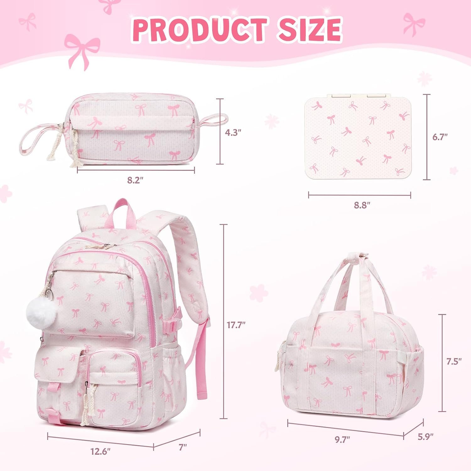 Corduroy Girls Laptop School Backpack Set - Image 2