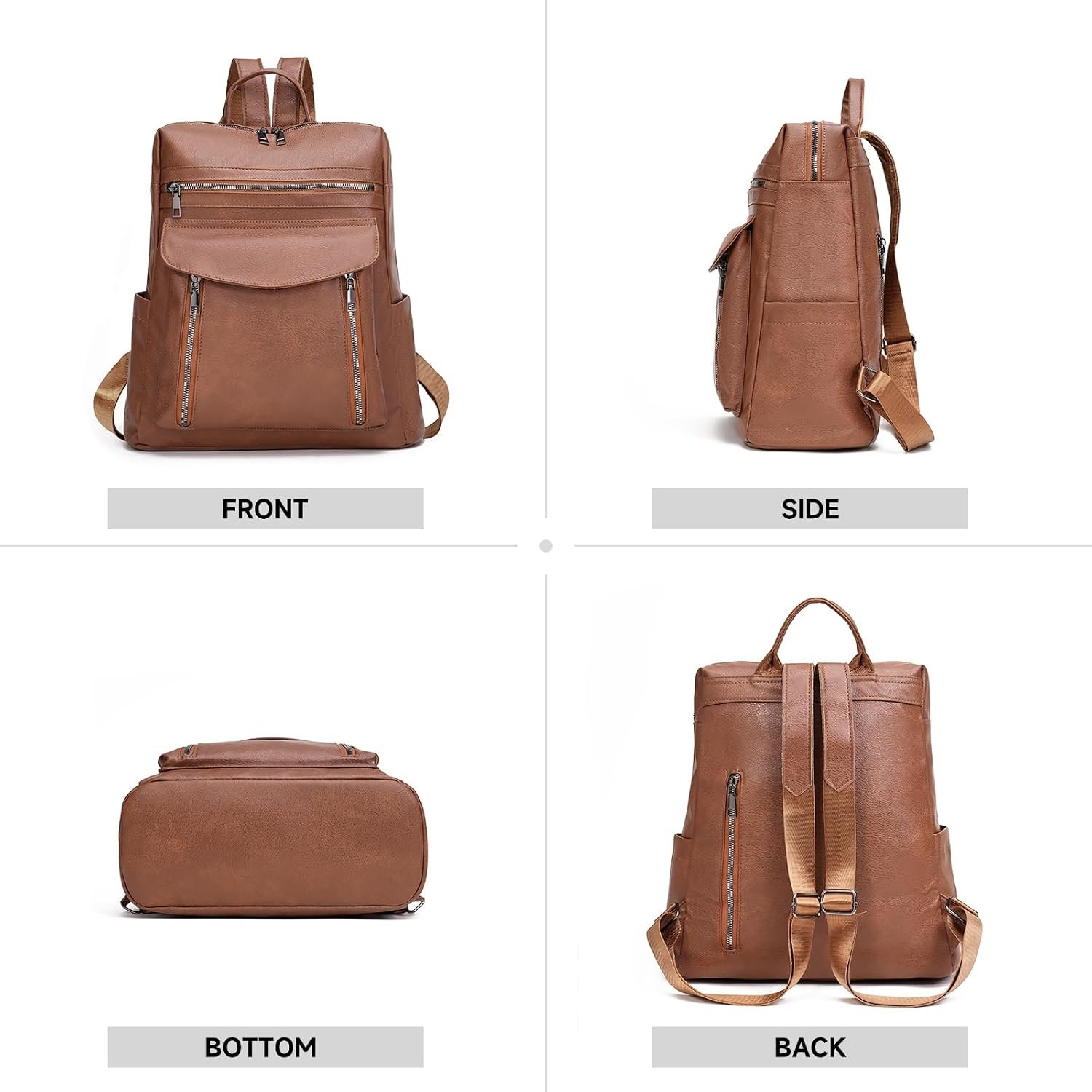PU Leather Convertible Travel Backpack Purse - Image 2