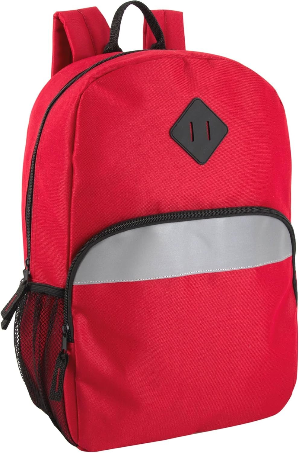 17-Inch Red Reflective Kids School Backpack