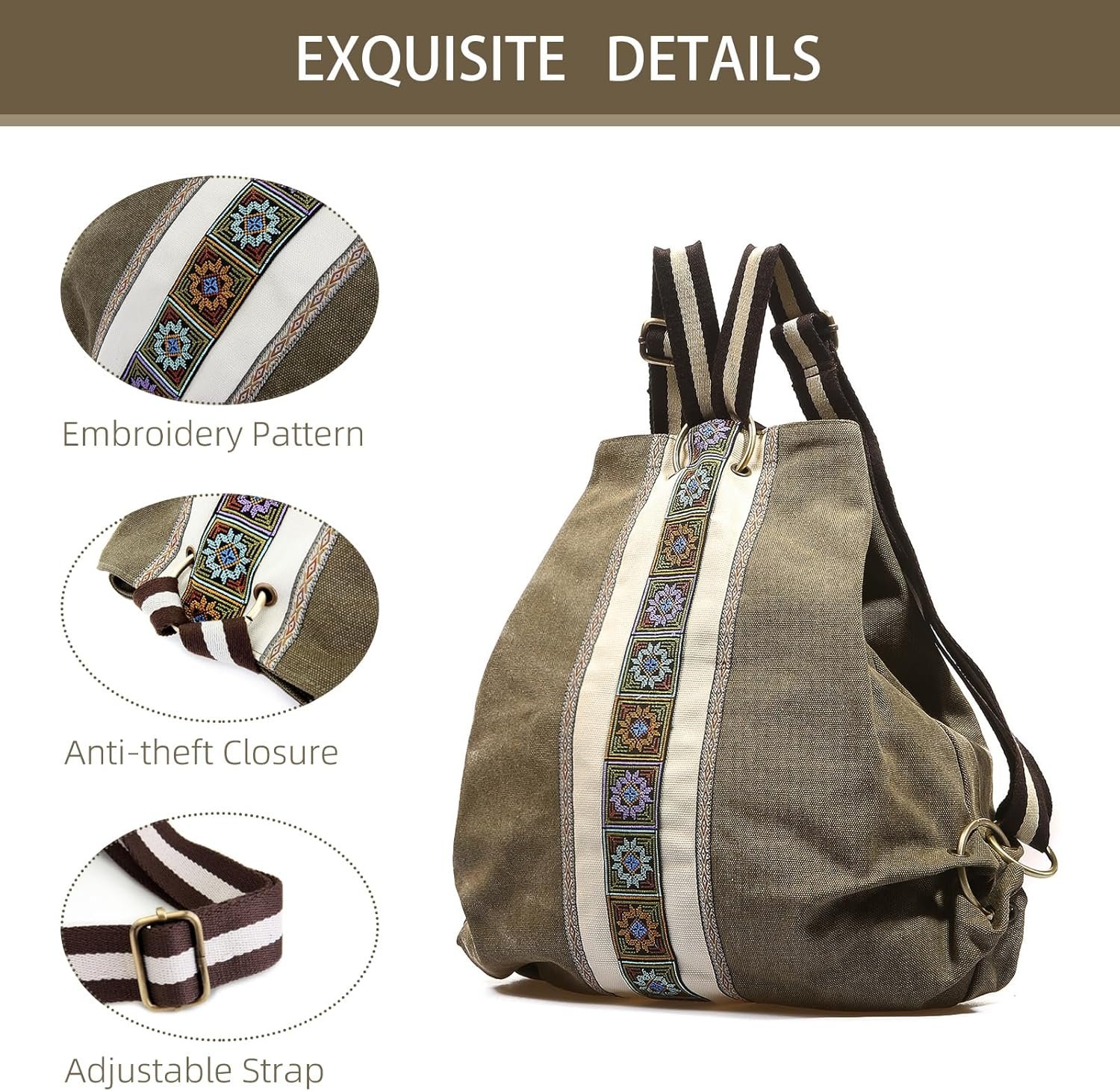 Vintage Heavy-Duty Anti-Theft Canvas Women Daypack - Image 2